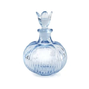 Perfume Bottle Made in Japan Round Ribbed Tulip Stopper 2.5 Inch EMPTY - Picture 1 of 13