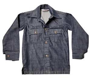 Vtg Little Levis Snap Denim Western Shirt Jacket Boys Girls Youth Size 7 Cowboy - Picture 1 of 14