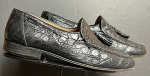 Herren Bally Italien echt schwarz Krokodil Quaste Halbschuh Gr. 7,5 Mio. 1.350 $ - Bild 1 von 8