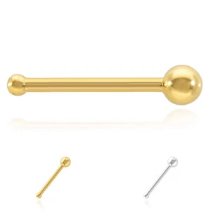 Anillo de nariz de perno prisionero redondo de hueso con bola de oro blanco de 14K 20G de 2 mm - Imagen 1 de 14