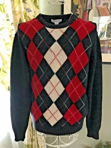 Maglione Uomo Vintage Lana Argyle XL Parker di Vienna Rosso Grigio Vacanze OTTIMO - Foto 1 di 3