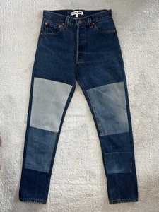 Levis RE/DONE Womens Reconstructed Patchwork Jeans 25 Relaxed Straight Button - Picture 1 of 13
