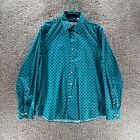 John Lennon Shirt Mens Large Blue Polka Dots Long Sleeve Button Up Classiccore
