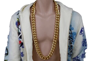 Herren Halskette Gold Metall Lange Kette Grobe Glieder Mode Hip Hop Stil Schmuck - Bild 1 von 5