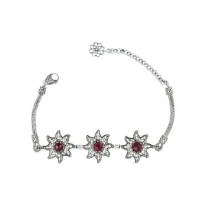 Sterling Silver Filigree Art Starfish Design Gemstone Women Link Bracelet - Picture 1 of 50