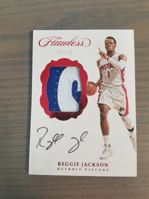2016-17 PANINI FLAWLESS REGGIE JACKSON PRIME PATCH AUTO /15 RUBY. PISTONS - Image 1 of 2