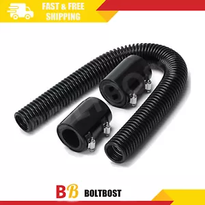 24in Stainless Steel Radiator Flexible Coolant Water Hose Chrome Caps Black - Picture 1 of 10