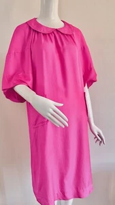 TRICOT COMME des GARÇONS Midi Dress Silk Pocket Round Collar Hot Pink 2012 SZ M - Picture 1 of 22