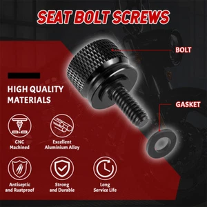 Knurled Fender Seat Bolt Screw black Fit For Harley Softail Dyna CVO 96-23 - Picture 1 of 11