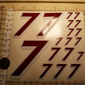 Burgandy w/White #7's Racing Numbers Vinyl Decal Sheet 1/10-1/12 r/c car - Picture 1 of 10