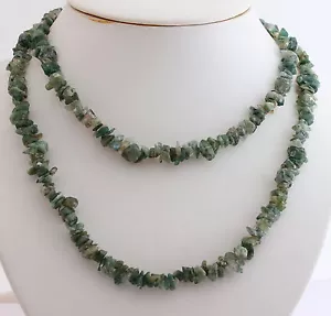 Natural Ágata de Moho Pinzas Cadena (90 CM,Piedras Preciosas,Gris,Joya,Cadena) - Imagen 1 de 1