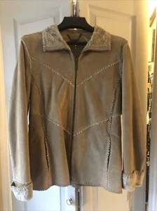 Wilson Winter Leather - S - NWT - Beige Suede & Faux Fur Trim Zip-Up Jacket - Picture 1 of 12