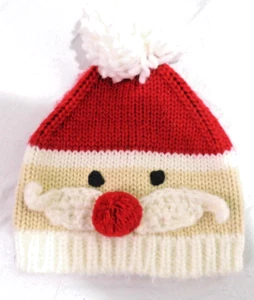 Sombrero de Papá Noel tejido vacaciones de Navidad Mud Pie rojo/blanco infantil 0-6M NUEVO SIN ETIQUETAS NUEVO - Imagen 1 de 3