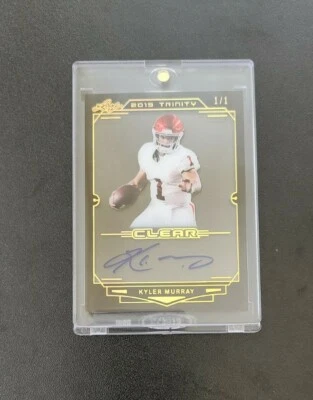KYLER MURRAY 1/1 2019 Leaf Trinity Football CLEAR Spectrum GOLD Auto YM026-400 - Image 1 of 3