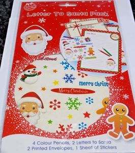 Confezione Lettere a Babbo Natale. 2 lettere/buste a Babbo Natale, adesivi e 4 matite. - Foto 1 di 5