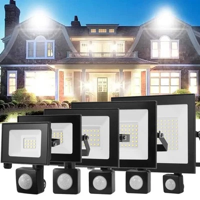 LED Fluter Flutlicht mit Bewegungsmelder Strahler Scheinwerfer 10/20/30/50/100W - Bild 1 von 4