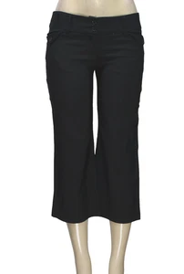 Papillon Women's Flare Capri  Pants Stretch Black Size S - Picture 1 of 7