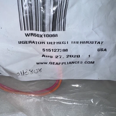 WR50X10068 Genuine OEM Refrigerator Defrost Thermostat / Sealed Bag - Image 1 of 4