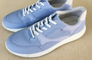 Ecco Soft 7 Leather Casual Sneakers Womens Sz 6 Light Blue Low Top $89 Msrp - Picture 1 of 8