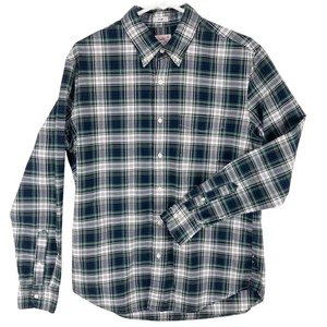 Oxford uomo J.CREW cotone biologico medio slim a quadri spezzati verde bianco blu - Foto 1 di 13