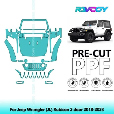 Kit de protección de pintura precortada PPF para Jeep Wrangler (JL) Rubicon 2 puertas 2018-2023 Foto 1 de 4
