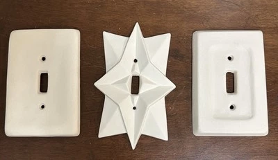 Vtg Charles Houston Ceramic Pottery Bisque Light Switch Cover Atomic MCM Lot 3 - Image 1 of 4