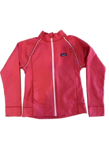 Patagonia Full Zip Jacket Girls 14 XL Pink Thumb Holes Fleece Stretch Outdoors - Picture 1 of 19