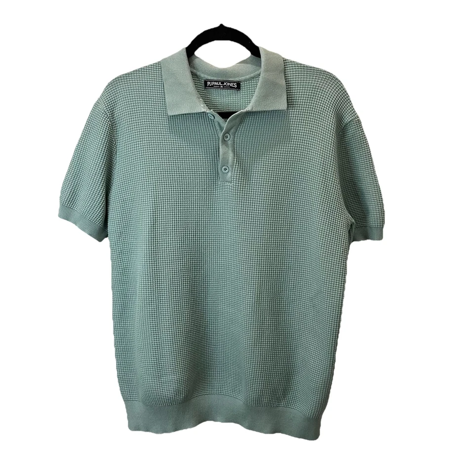 PJ Paul Jones Suéter Polo Manga Corta Camisa Para Hombre Talla M Azul Teal Tejido Waffle Foto 1 de 4