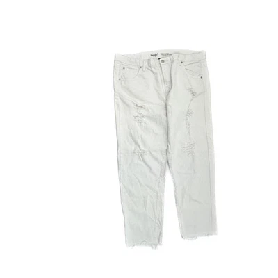 Vaqueros Mossimo Boyfriend crop desgastados dobladillo crudo para mujer talla 16 blancos denim Foto 1 de 4