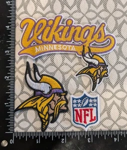 MINNESOTA VIKINGS 3 SET FOOTBALL IRON ON EMBROIDERED PATCH - Picture 1 of 1