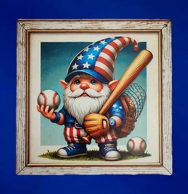 Batter Up Baseball Gnome - Door or Wreath Sign - Image 1 of 4