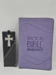 The Action Bible Study Bible ESV (Lavender) David C Cook With Bookmark - Picture 1 of 4