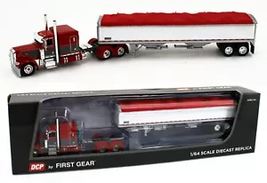 2023 DCP 1:64 *RED & GRAY* Peterbilt 389 63" Flattop w/WILSON GRAIN TRAILER - Picture 1 of 7