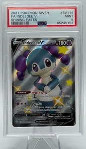 Pokémon Sword & Shield Shining Fates 2021 #SV114 FA/INDEEDEE V PSA 9 como nuevo - Imagen 1 de 2
