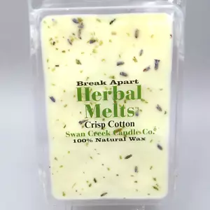 Swan Creek Candle Co ALGODÓN CRUJIENTE Herbal Derret Break Natural Soja Cera - Imagen 1 de 4