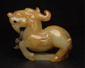 Vintage Chinese Hand Carved Etched Hetian jade statues Exquisite"kylin"2163m - Picture 1 of 9