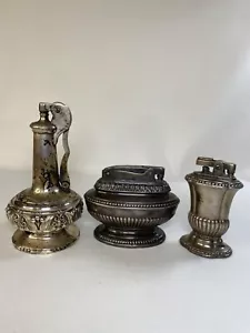 Vintage Table Lighter Silver Tone Collectible Crown,Mayfair Decanter 3 Lighters - Picture 1 of 14