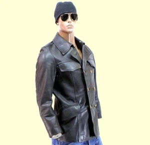 Häckel & Co. 1981 West German Police Double Breasted Calf Leather Jacket, 52 / L - Picture 1 of 7