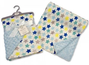 Manta envolvente reversible de Snuggle Baby con azul y varias estrellas 75 cm x 100 cm - Imagen 1 de 1