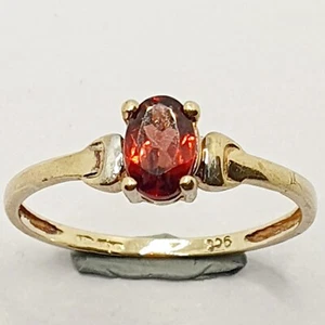 Cute Fancy 9ct Garnet Solitaire Single Stone Yellow Gold 375 Ring Size M - Picture 1 of 24