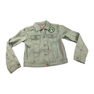 Mudd Trucker Jacket Girl L Green Denim Yogi Bear's Jellystone Park Logo Graphic - Picture 1 of 8