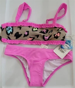 NWT Maria Bonita Phax M Girls Pink Cheetah Bikini Top & Bottom 110987 - Picture 1 of 2