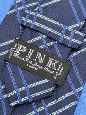 Corbata auténtica ROSA LONDRES diseño clásico a cuadros azul marino 100 % seda Foto 1 de 4