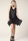 VOCAL APPAREL-SLEEVELESS TUNIC TOP WITH STONES - BLACK-Small 4-6