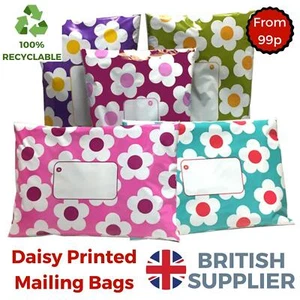 Daisy Mailing Bags Printed Postage Poly Parcel Coloured Sack Seal All Sizes - Picture 1 of 1