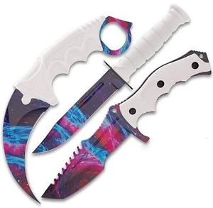 Black Legion Triple Knife Set | White Galaxy | Karambit, Survival, Hunting Knife - Picture 1 of 4
