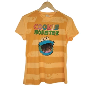 Mighty Fine Cookie Monster T Shirt Womens Size XL Striped Vintage Y2K - Picture 1 of 6