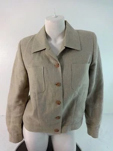 CHARTER CLUB WOMENS TAN LINEN JACKET SIZE 6 - Picture 1 of 4