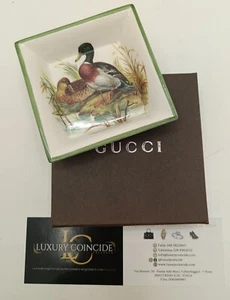 Gucci Ceramic Tray 9.5X9.5Cm Bird Design Full Set Vintage - Picture 1 of 5