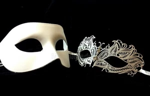 Black White Couple Masquerade Mask pair Costume School Birthday Wedding Party - Picture 1 of 3
